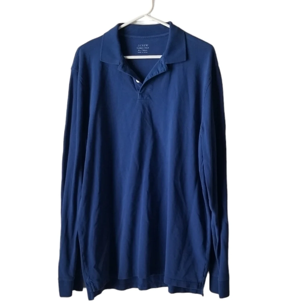 J Crew Royal Blue Classic Polo Long Sleeve Polo Shirt Size XL Tall